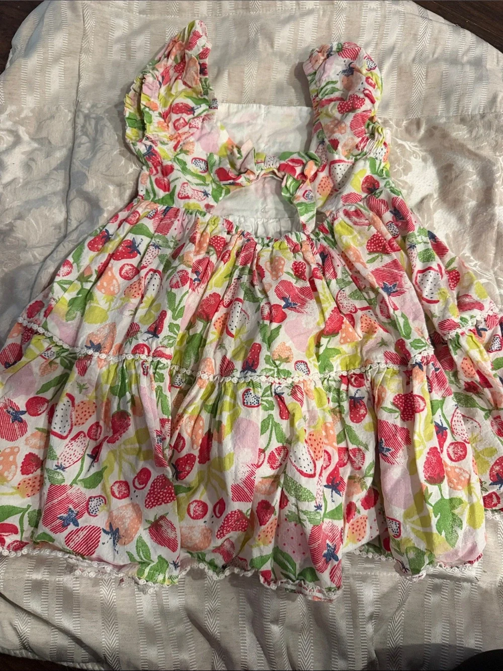 Isaac Mizrahi Strawberry & Floral Tiered Sundress - Pink, Red & Green